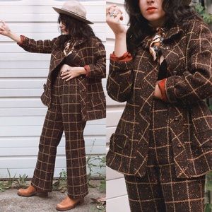 Vintage Jackets & Coats - TRUE VINTAGE 1970s THREE-PIECE TWEED POLY SUIT Vintage Jackets & Coats - TRUE VINTAGE 1970s THREE-PIECE TWEED POLY SUIT